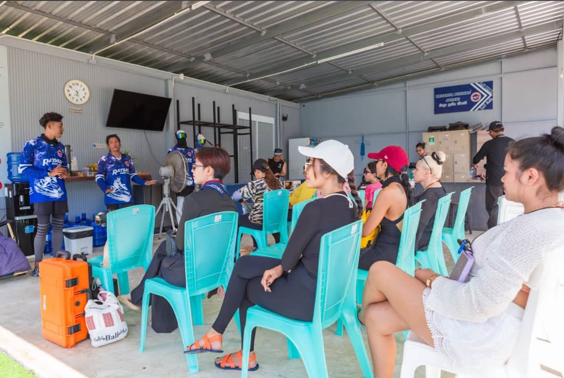 Guests at the safety briefing